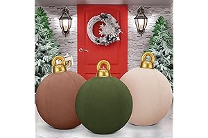 Jetec Large Inflatable Christmas Ball Ornaments Velvet Flocked Outdoor Yard Holiday Decor