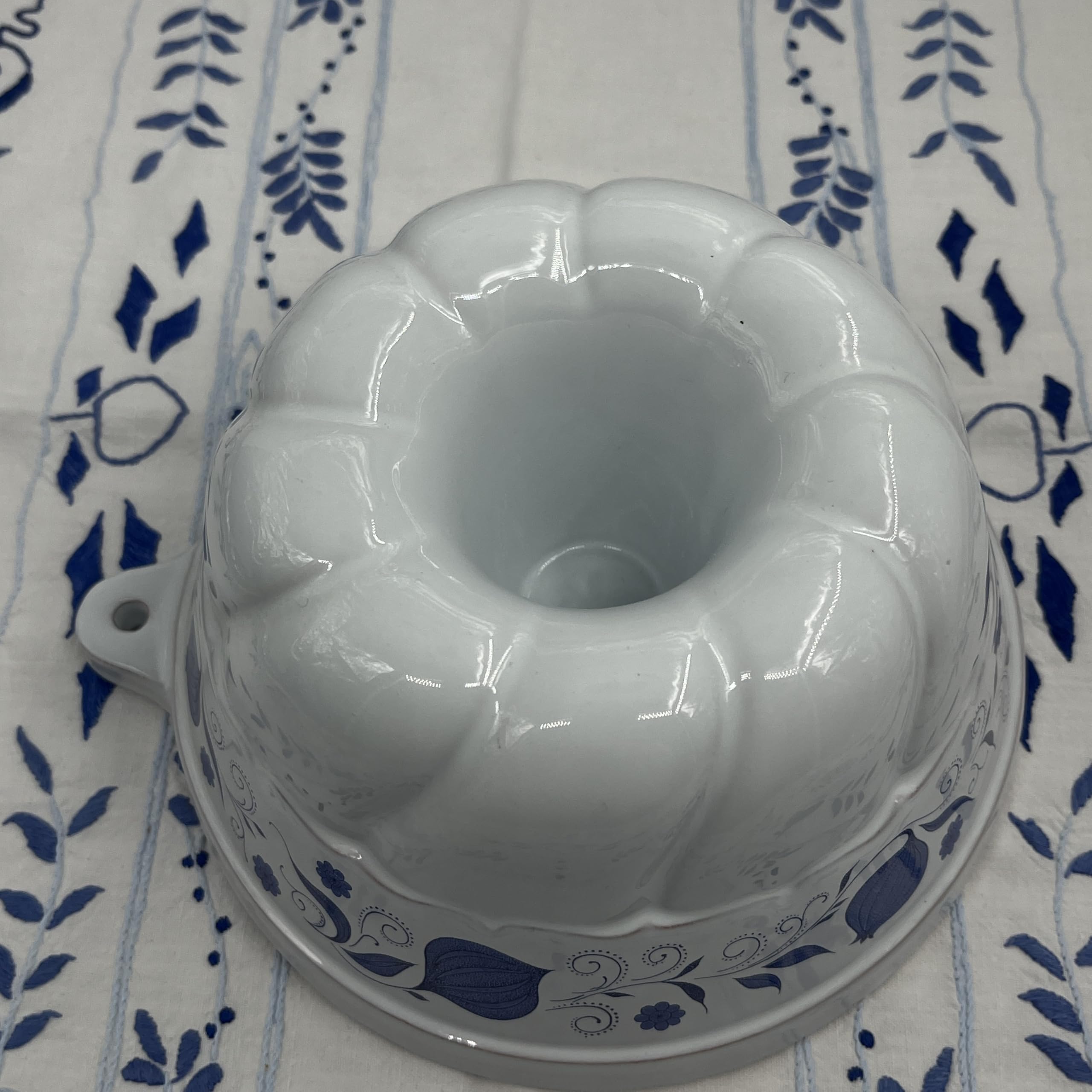Generisch Moule à kouglof en porcelaine - Diamètre : 18 cm - Motif oignon vintage