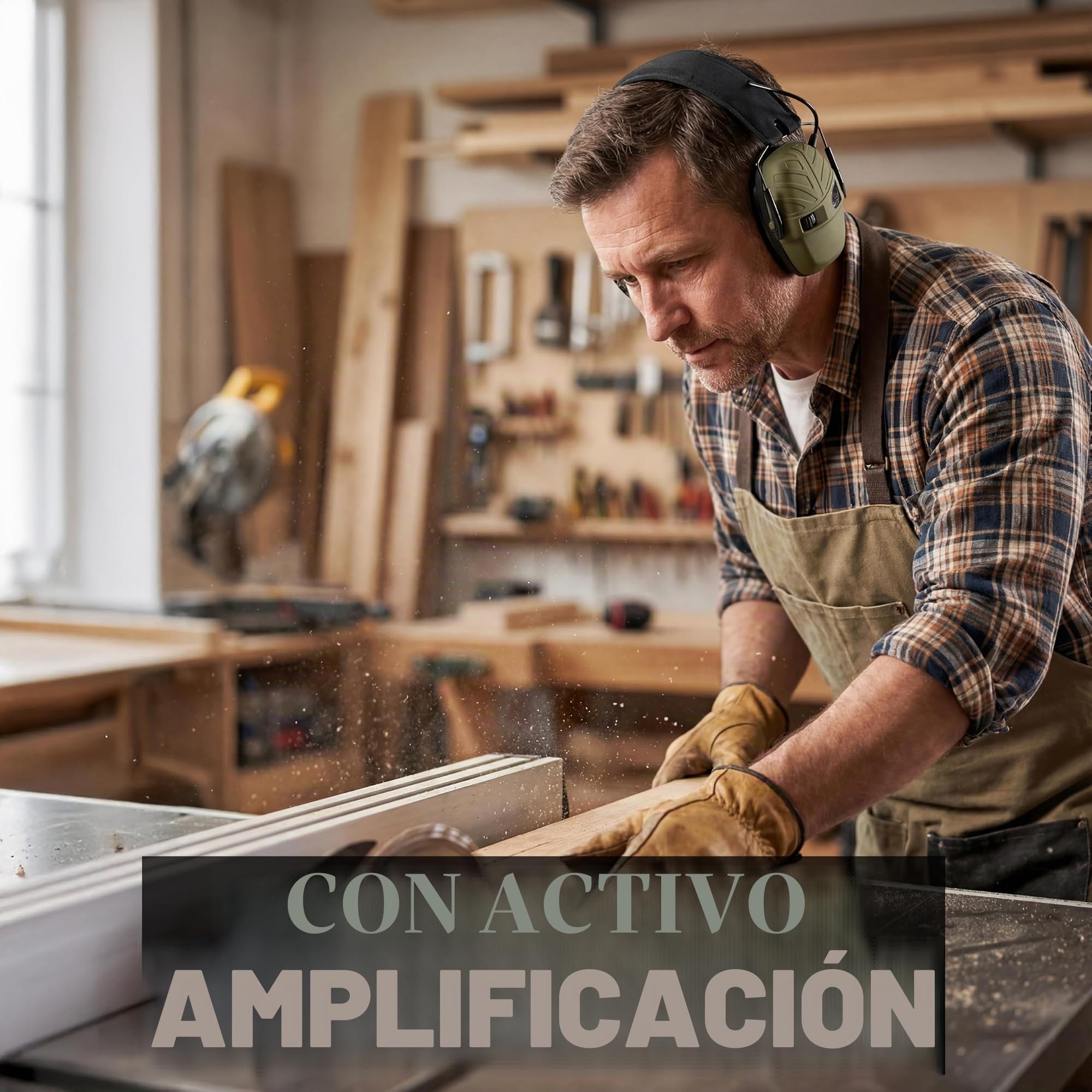 ACE Alpha Protección auditiva - Orejeras activas para trabajo/caza/deportes de tiro - EN 352 - Verde
