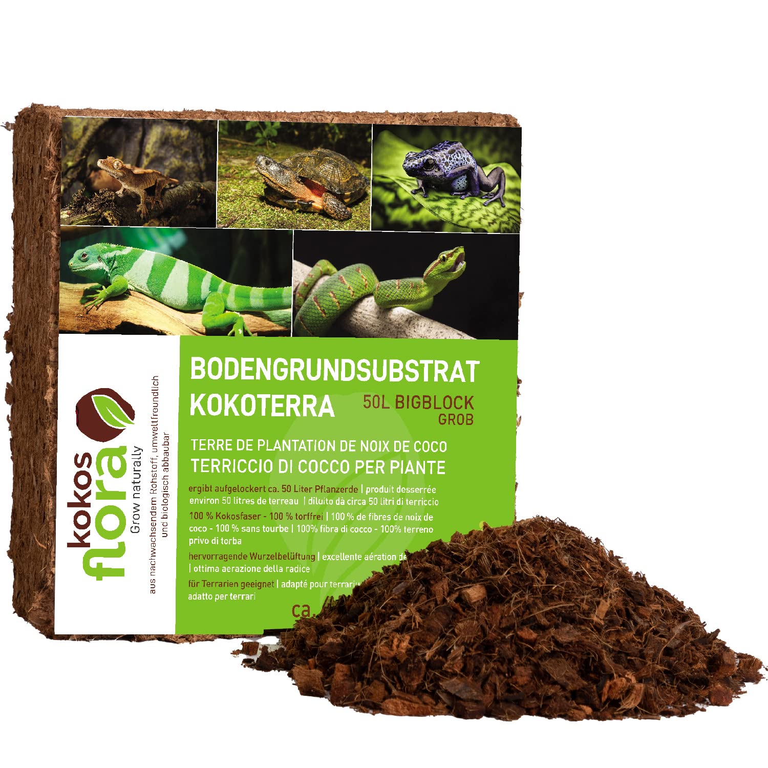 Premium 100L Block - Torffreies Bodengrundsubstrat für Haustier-/Tiereinstreu - Geruchsfrei, haustiersicher, biologisch abbaubar, 100% natürlich, umweltfreundlich
