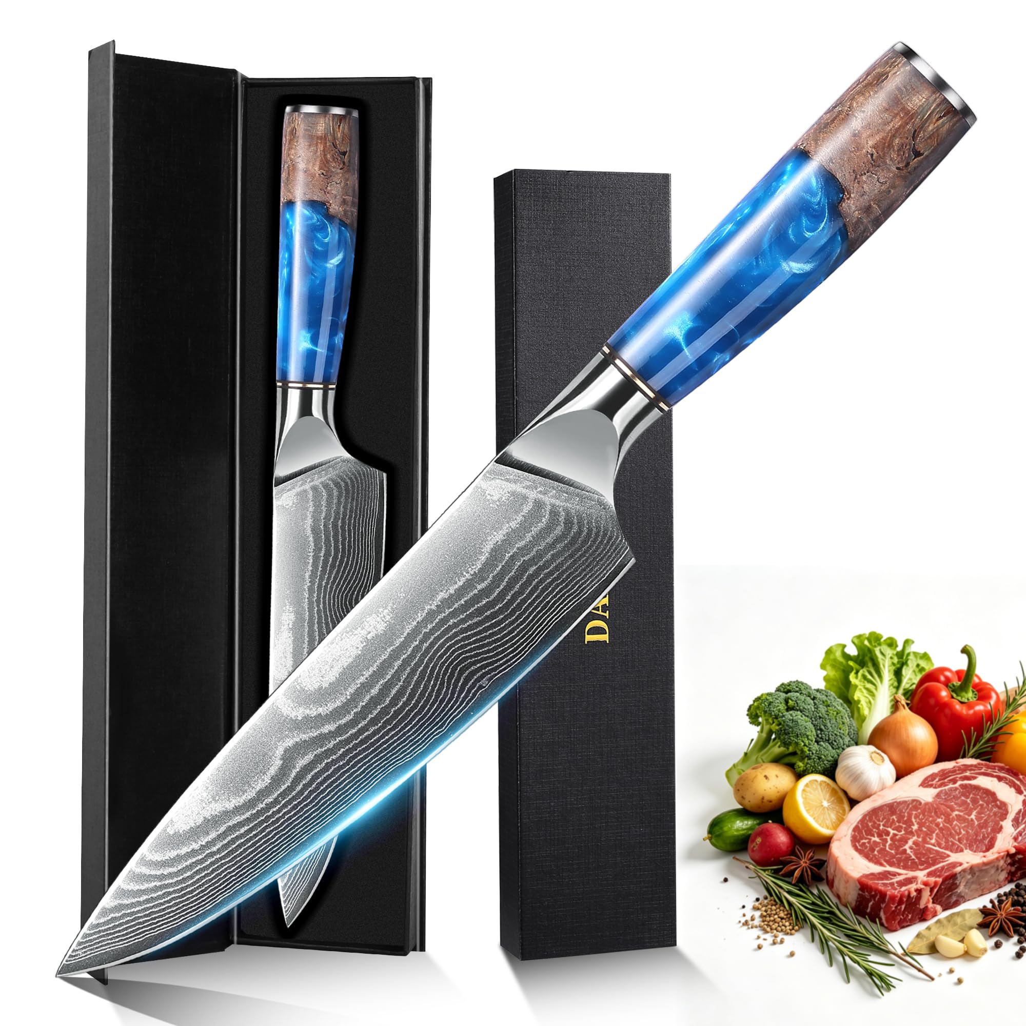 Cuchillo Chef 20 cm Damasco - Mango Ergonómico Himmelblau