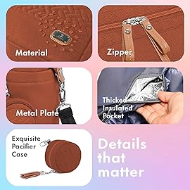 Dikaslon Diaper Bag, Large Travel Diaper Tote for Mom and Dad, Multifunction Baby Tote Bag for Boys and Girls with Pacifier Case and Changing Pad, Caramel