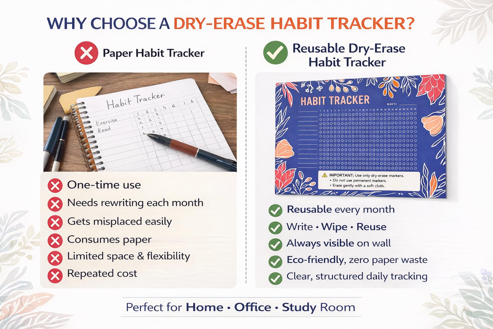 XILL Habit Tracker - Daily & Monthly Habit Tracker Planner, Goal & Productivity Journal, With Stick On Adhesive backing 3