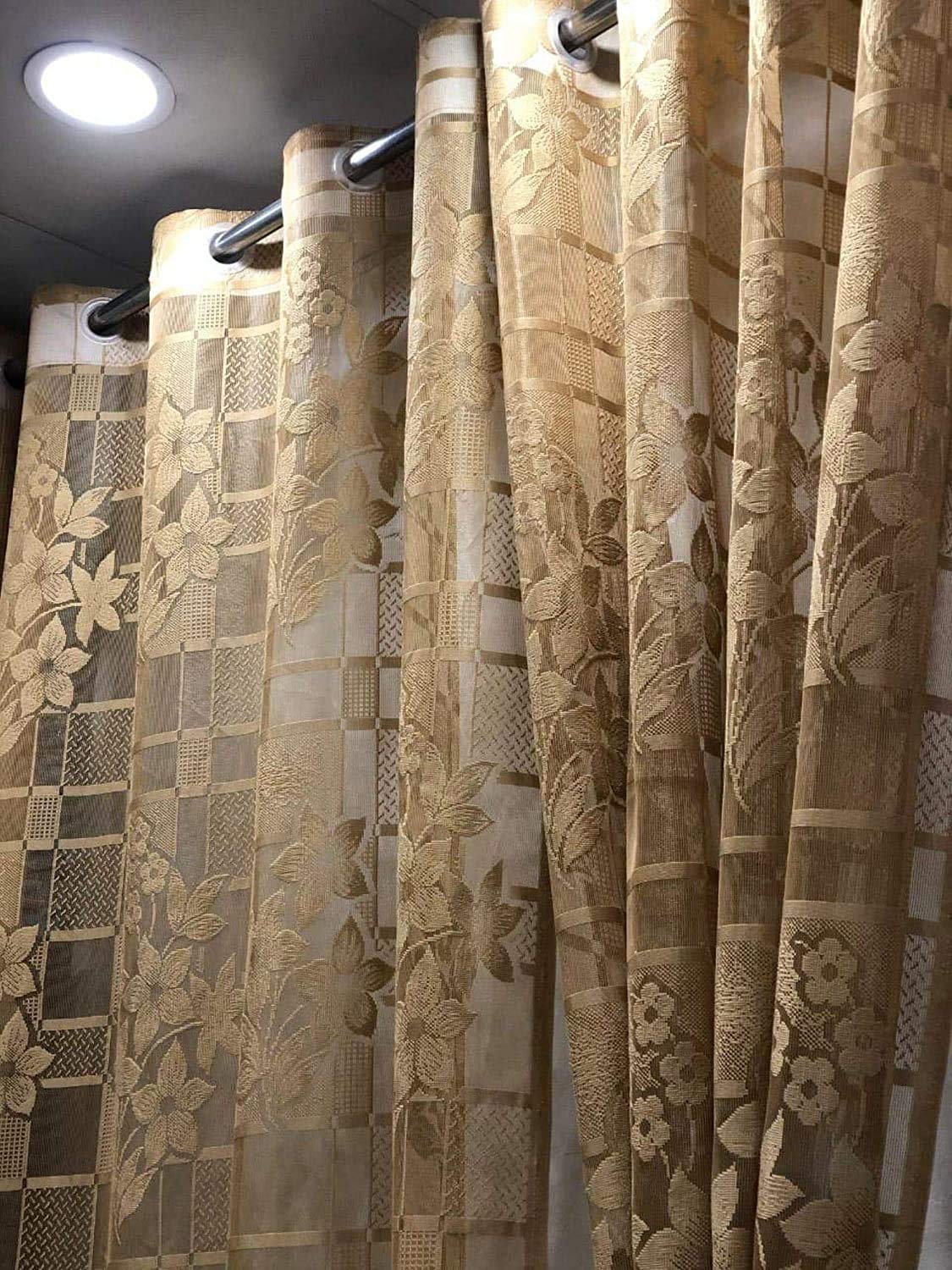 Soulful Creations Crystal Sheer Polyester Net Transparent Grommet Curtain, Pack Of 1 ( Golden Check, 4Ft X 8Ft)-image-43