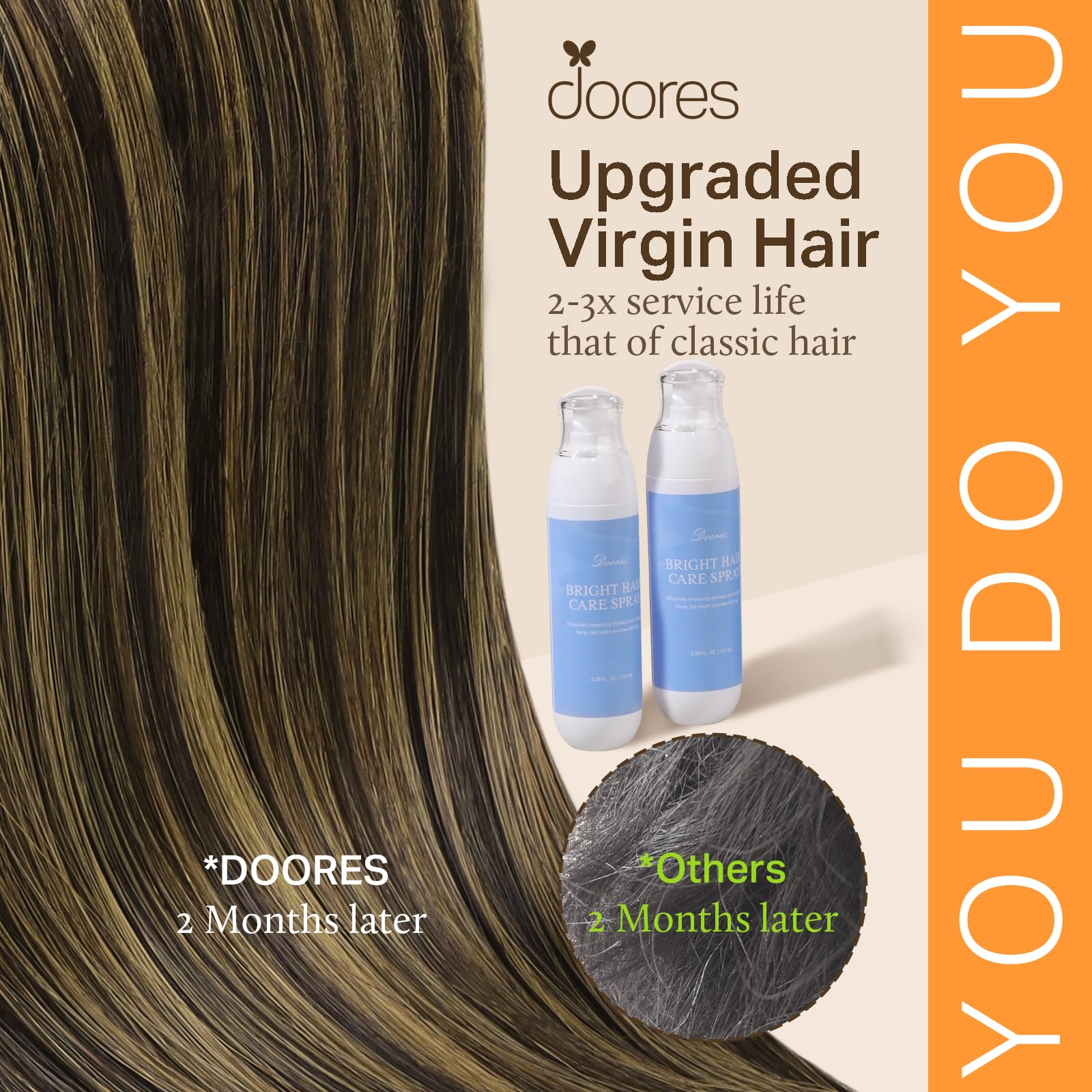 DOORES Nano Ring Hair Extensions, 16 Inch 50g 100s Balayage Dark Brown to Chestnut Brown - Image 4