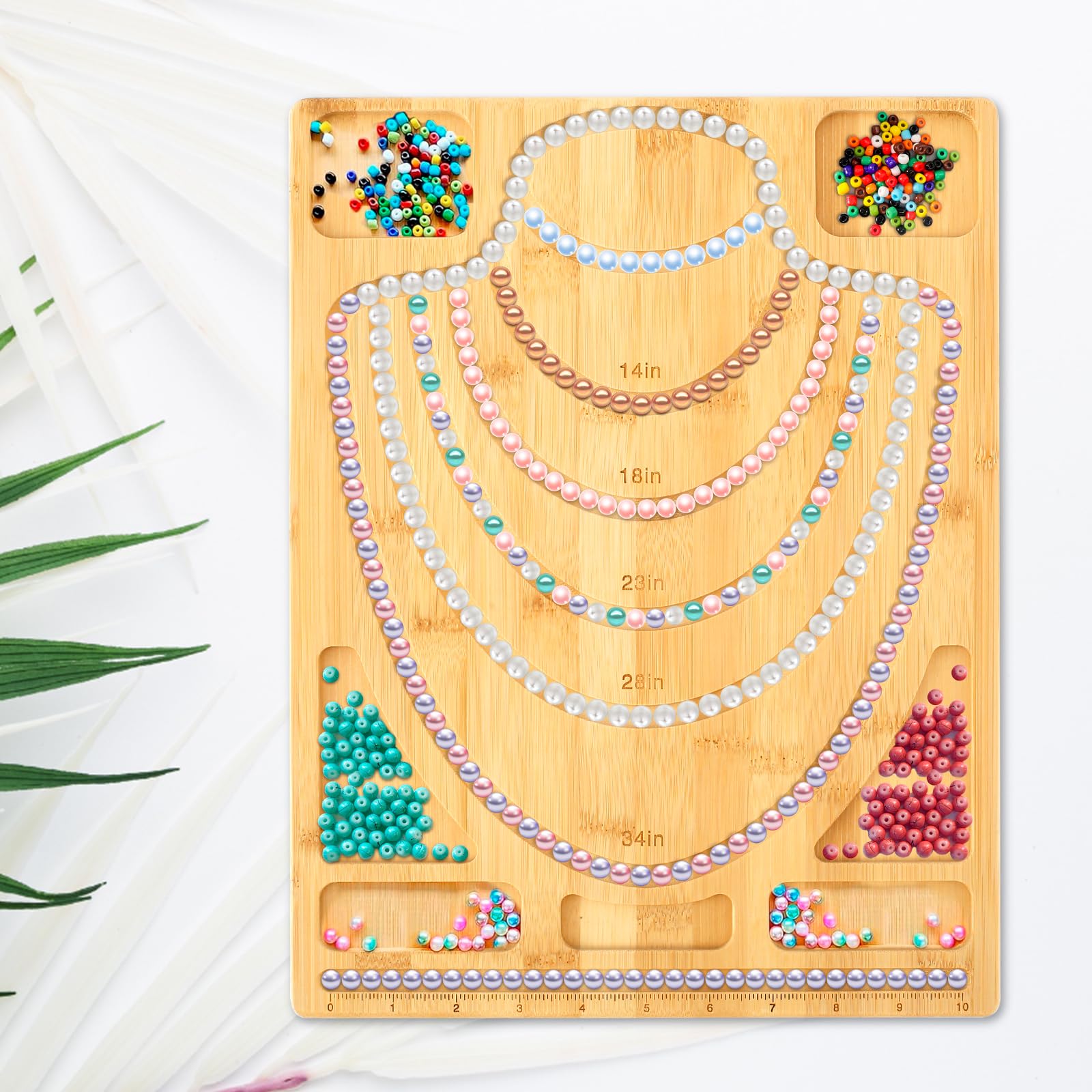 Sutowe Brown Bead Board For Jewelry Making Bamboo Beading Board Bracelet Bead Board With Scale Jewelry Measuring Board For Bracelets And Necklaces Making Diy Design