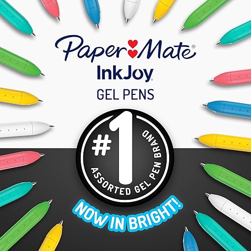 Miniatura 2 de Paper Mate Inkjoy - Bolígrafos de gel Bright!, punta media (0.028 in), retráctil, tinta opaca surtida, 6 unidades