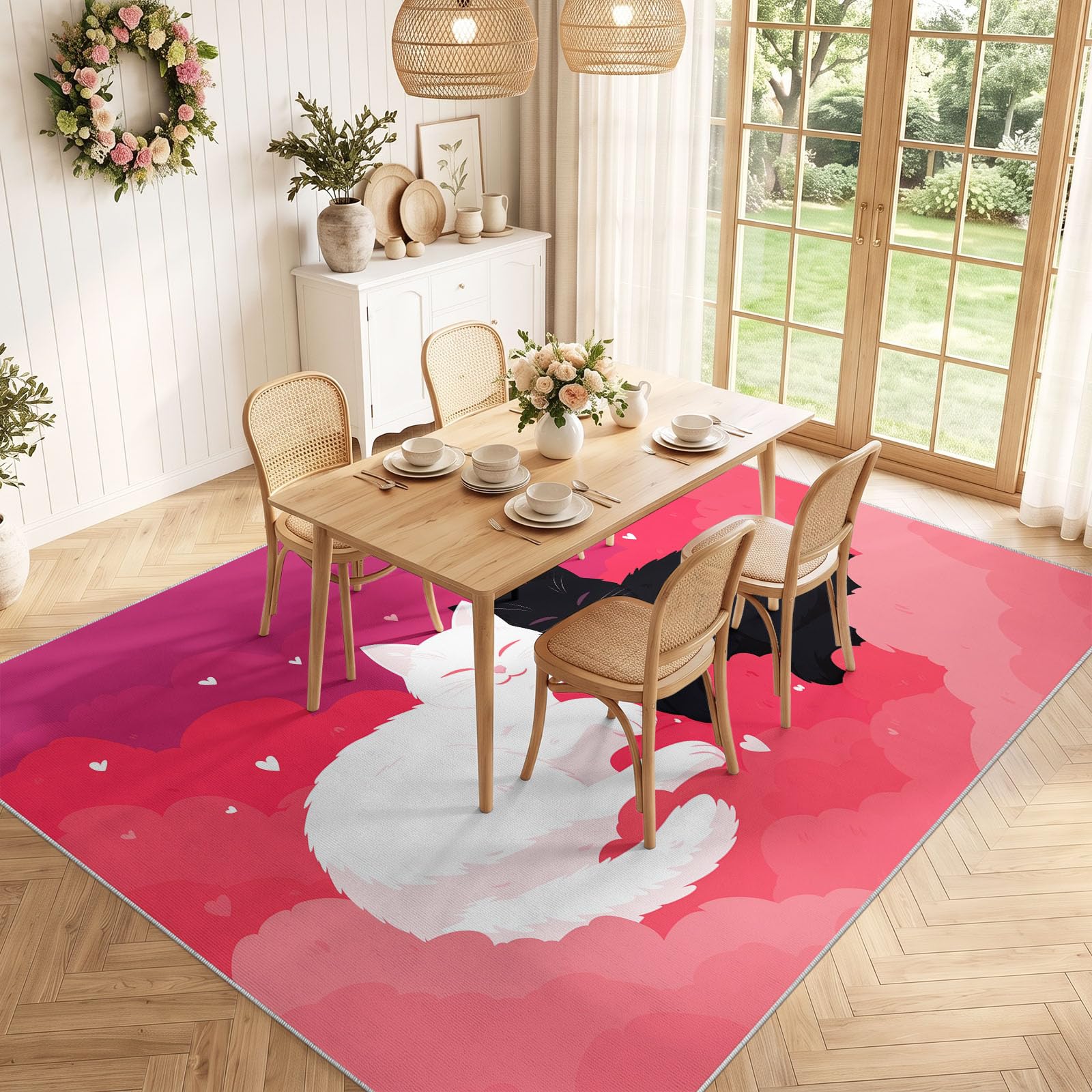 Tappeto romantico con motivo a nuvole, 80 x 150 cm, antiscivolo, lavabile, per soggiorno, camera da letto, stampato, per interni
