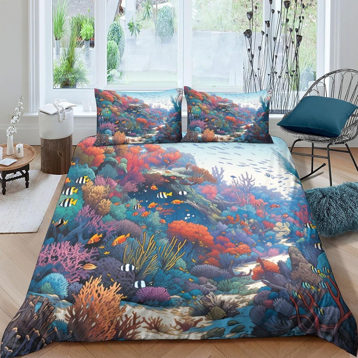 Parure de lit animaux sous-marins 240x220 cm avec housse de couette