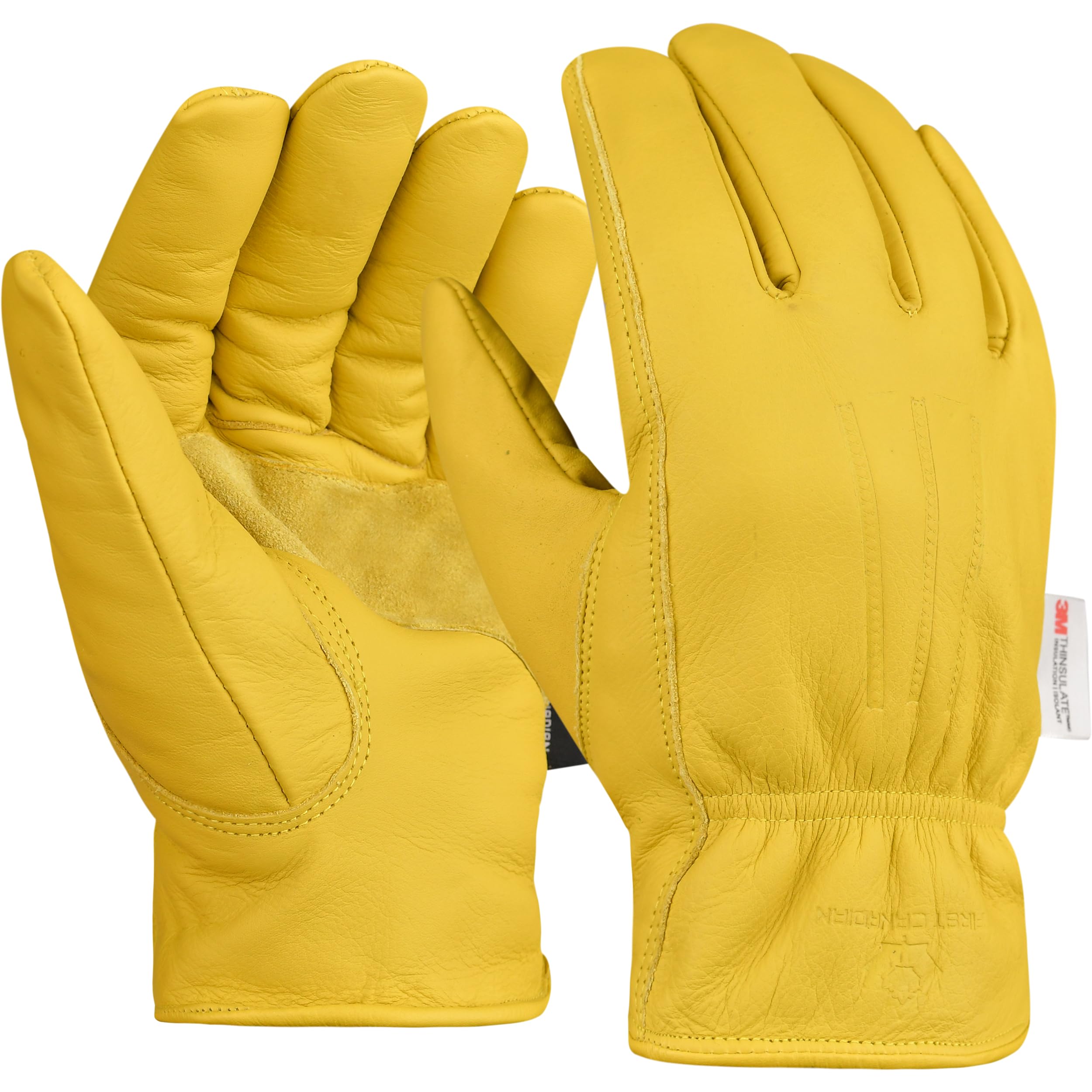 FCI - Guantes de trabajo de seguridad de cuero vacuno resistente para hombres y mujeres, guantes de trabajo impermeables (forrado, 100 g, L)
