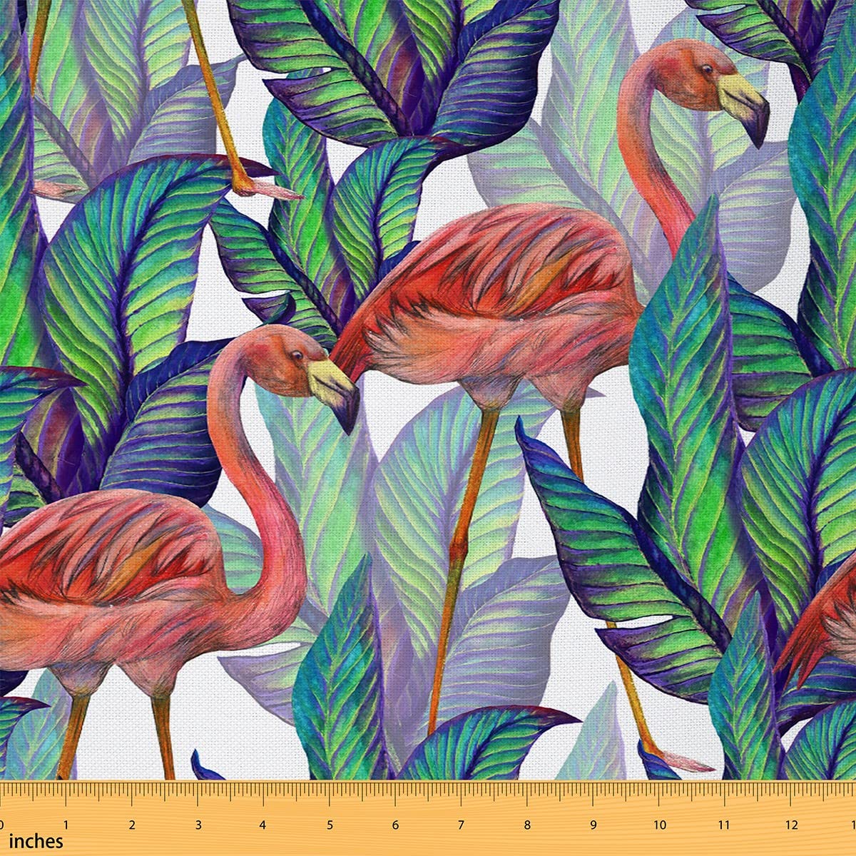 Pink Flamingo Fabric by The Yard Watercolor Wild Animal Tropical Plants Fabric for Kids Boys Girls Outdoor Botanical Leaves Jungle Style Fabric for Room Decor and DIY Upholstery 10 Yards