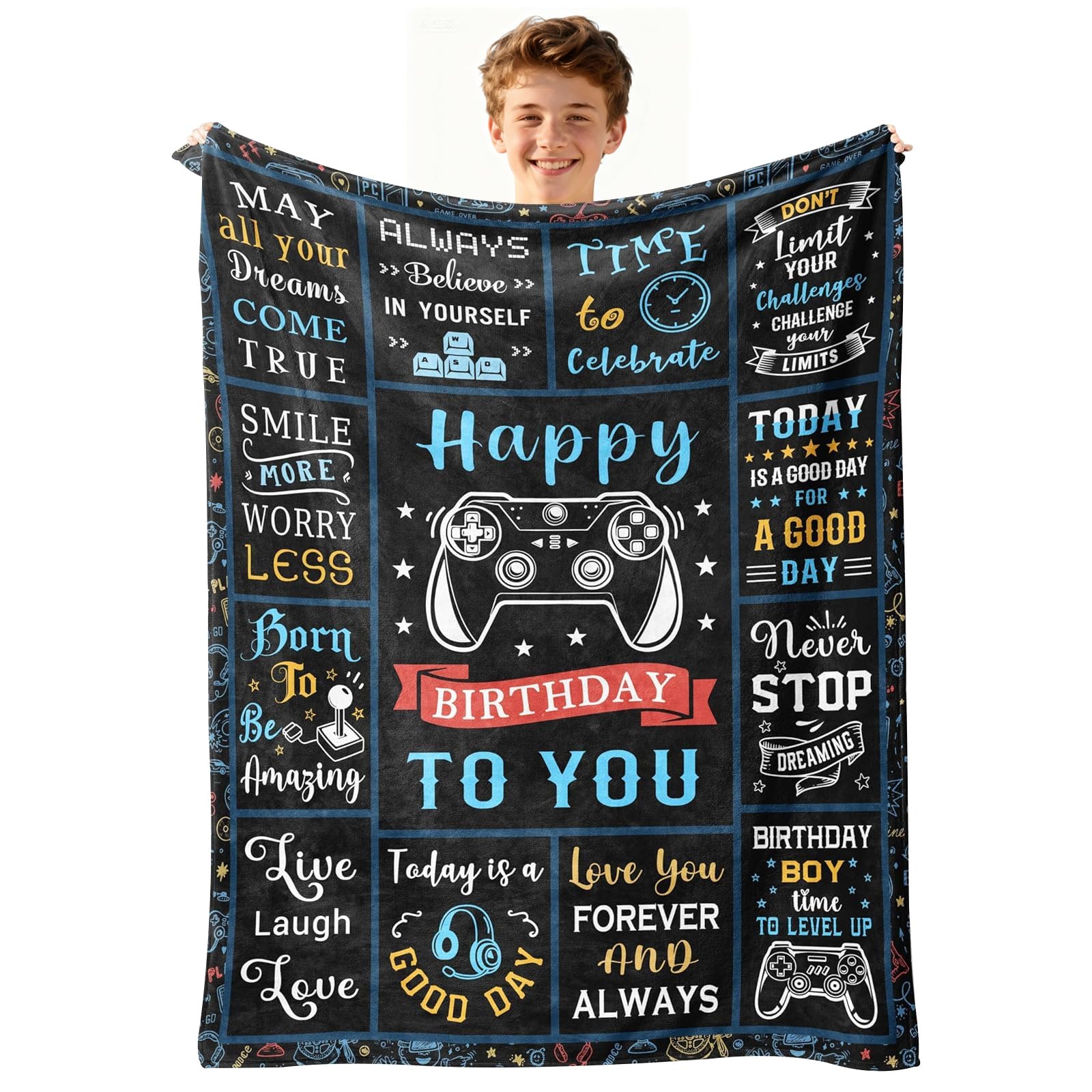 twirush Birthday Gifts for Boys, Son Gifts from Mum Dad 150x130cm, 18th Birthday Gifts, Gaming Blanket for Boys, Teenages and Sons