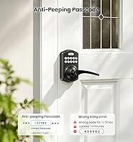 Vista 7 de Veise Cerradura de puerta con teclado con asa, entrada sin llave para puerta delantera y dormitorio, cerradura electrónica con código, bloqueo Negro