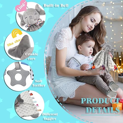 Miniatura 4 de Numyawl Elephant Baby Lovey - Manta de seguridad unisex para bebés recién nacidos, para niños y niñas, regalo suave para bebés, juguete multiusos