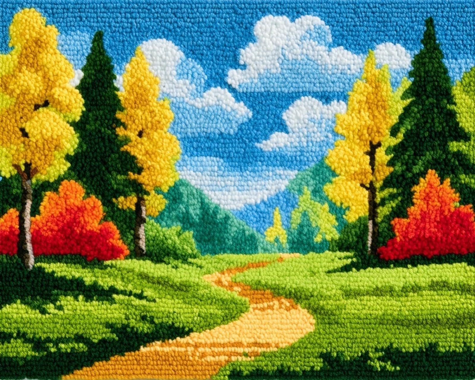 Wallphantom Natural Forest Landscape Latch Hook Kits Rugs,