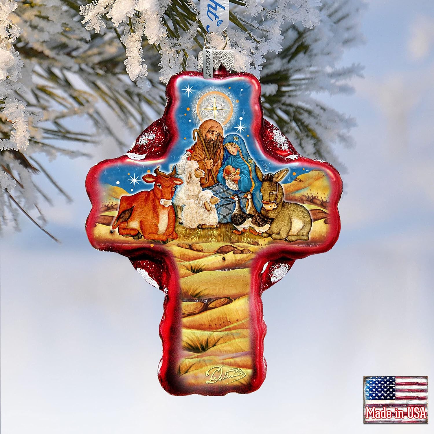 Nativity Cross Glass Ornament Holiday Splendor by G.DeBrekht 758-018