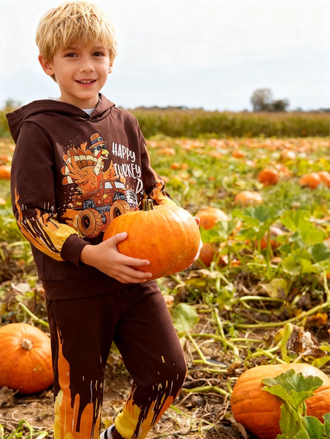 Boys Sweatsuit Long Sleeve Color Block Hoodie Sweatshirt and Jogger Pants 2PC Sets Fall Clothes (Sizes: 4-8) - Image 2