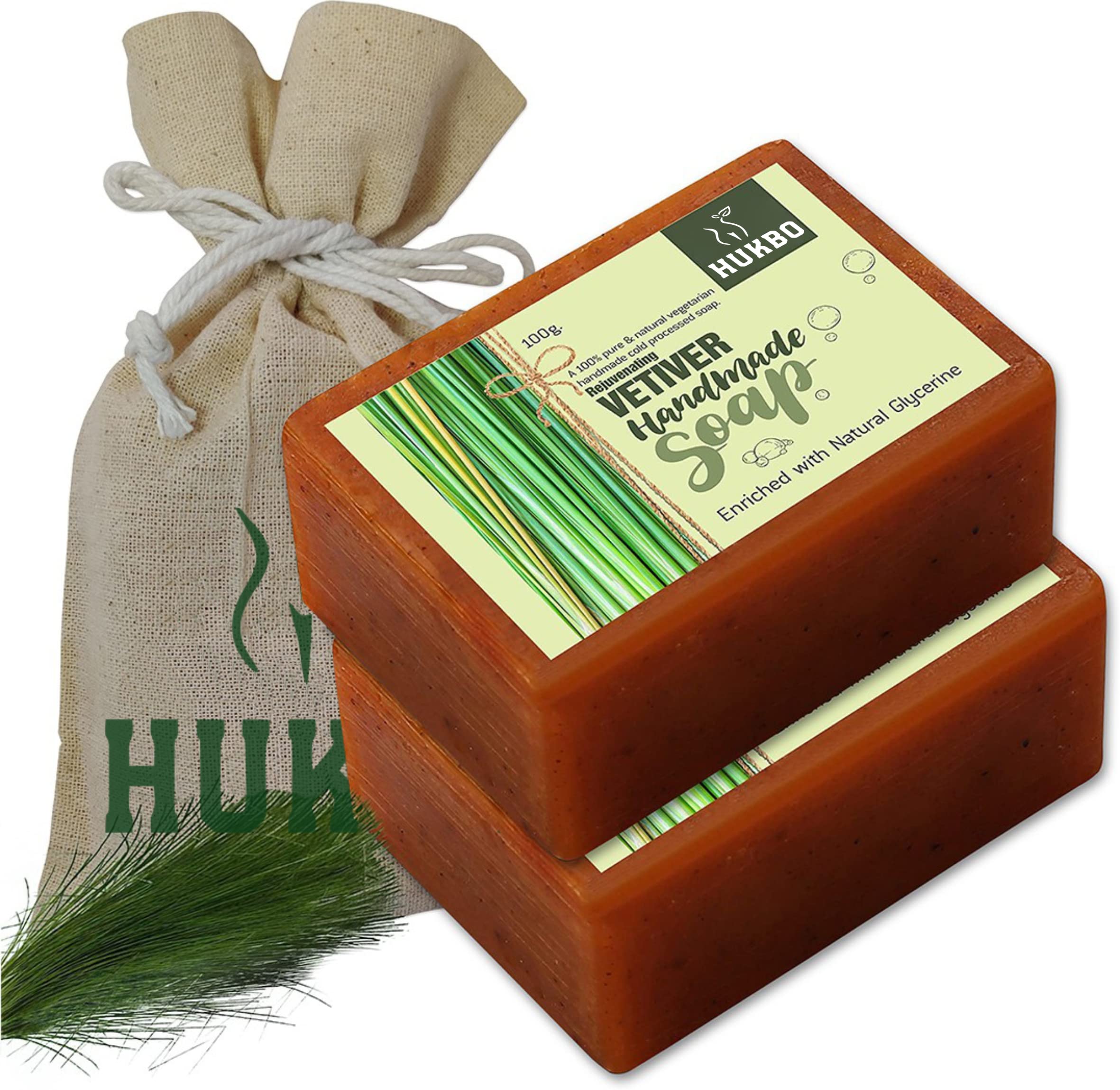 HukboRejuvenating Vetiver Handmade Soap - 100gms each Pack of 2 (200 g)