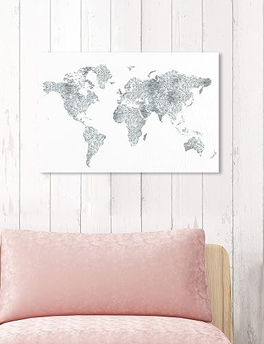 Miniatura 4 de The Oliver Gal Artist Co. Maps - Lienzo decorativo para pared, diseño de picos de cristal de Mapamundi, decoración del hogar, 24 x 16 pulgadas,