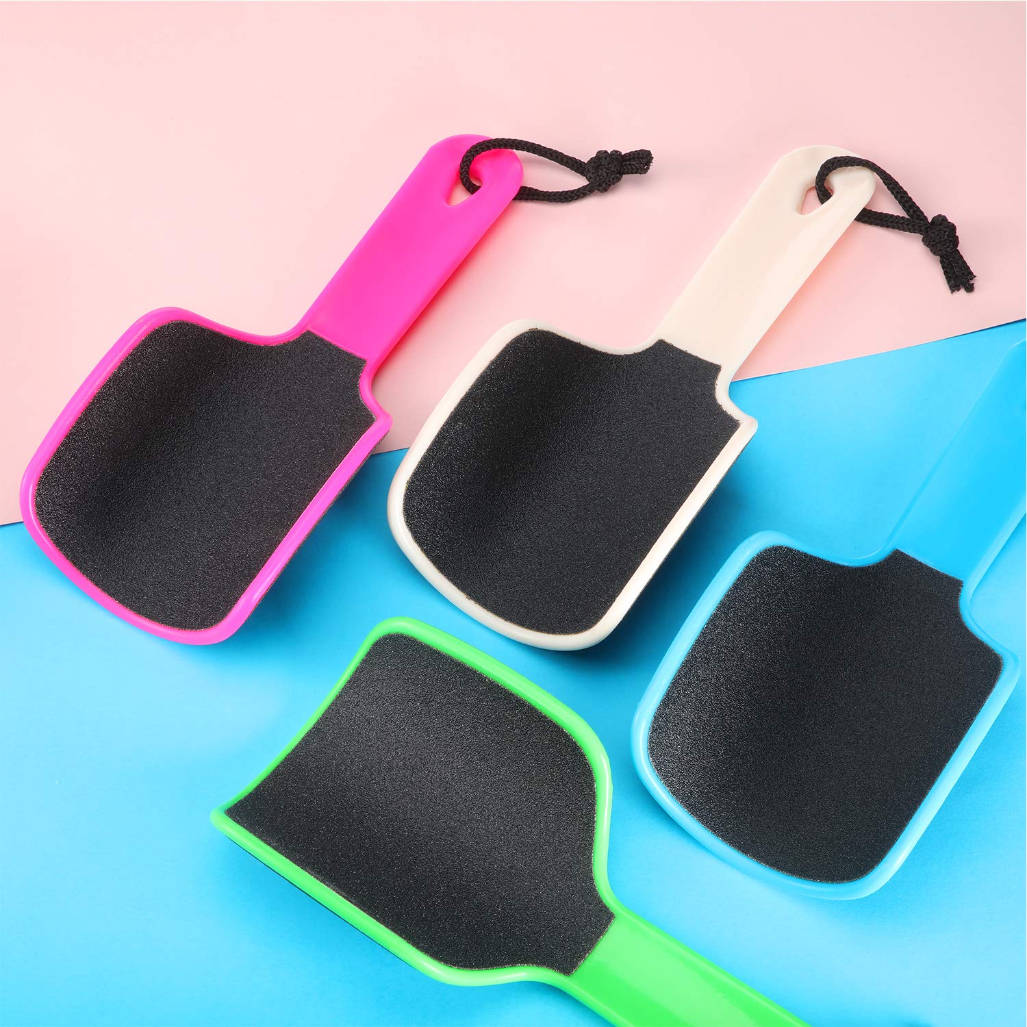 4 piezas de lima curvada en forma de U, removedor de callos de pie de doble cara, colosal para grano, exfolia elimina la piel muerta, 4 colores 5