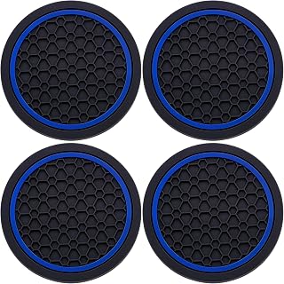 4-Piece Anti-Slip Car Cup Coaster Set – 2.75 Inch Auto Insert Drink Mats, Perfect for Coffee & Beverages – Stylish Interior Decor for Women & Girls (Black & Blue)