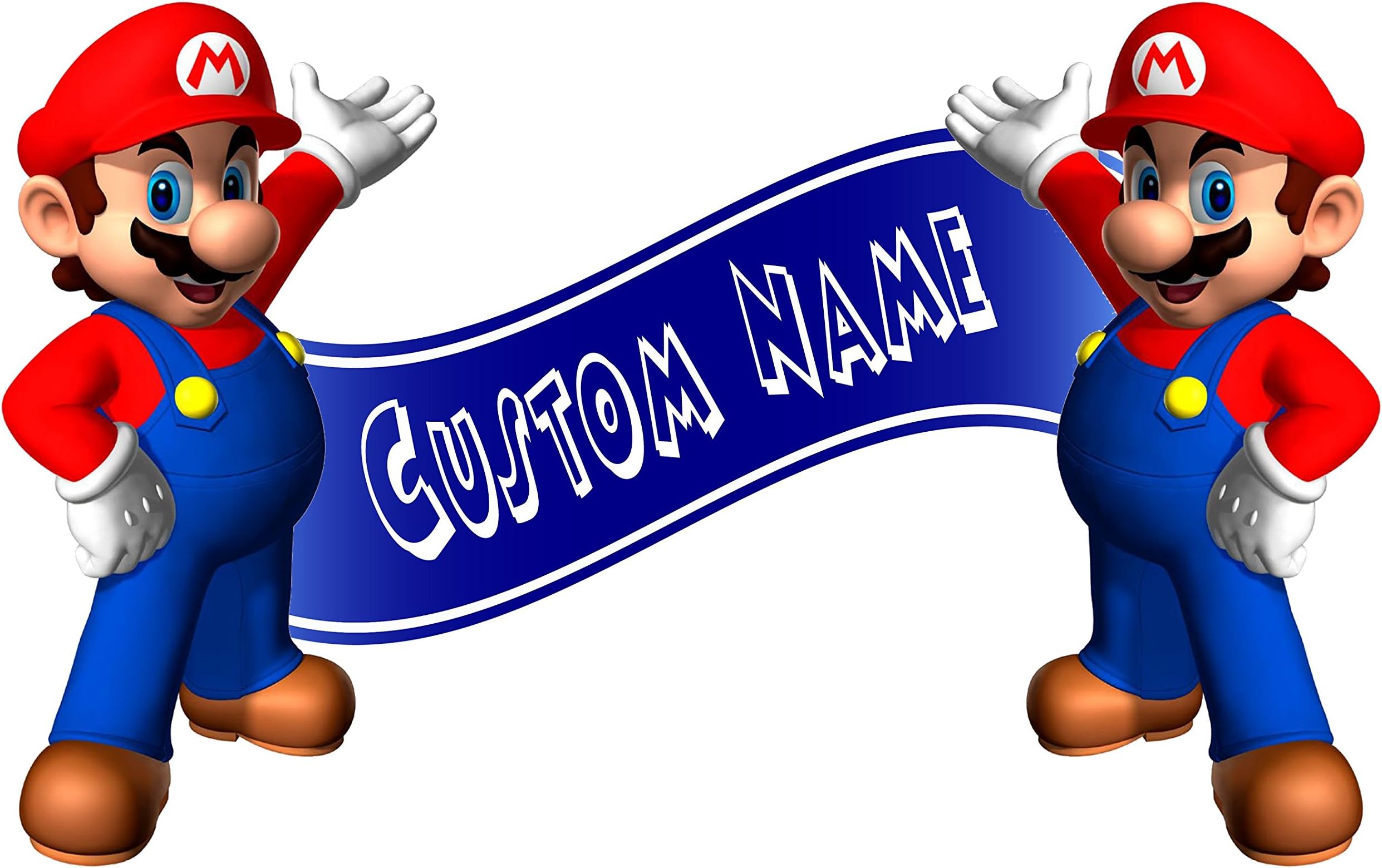 Super Mario Bros Wall Decal Room Decor - Custom Name (Red)