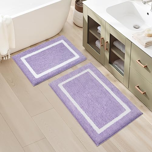 Miniatura 11 de HOMEIDEAS - Juego de alfombras para baño (2 piezas), de microfibra súper suave y absorbente, con borlas, antideslizantes y lavables a máquina (gris
