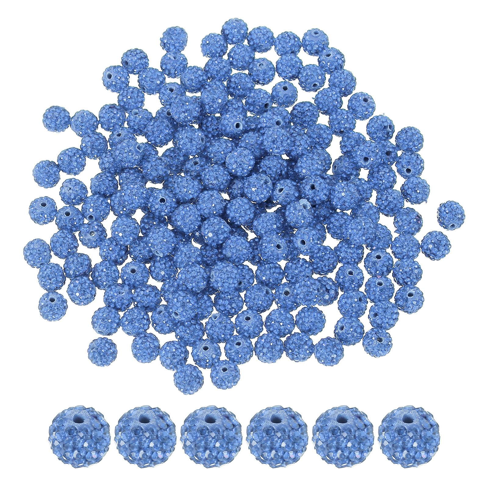 Perles en strass rondes et brillantes de 10mm bleu clair pour DIY