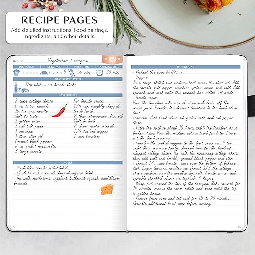 Vista 55 de Legend - Libro de recetas familiar en blanco para escribir tus propias recetas, diario de cocina vacío, cuaderno de cocina personalizado, tapa dura