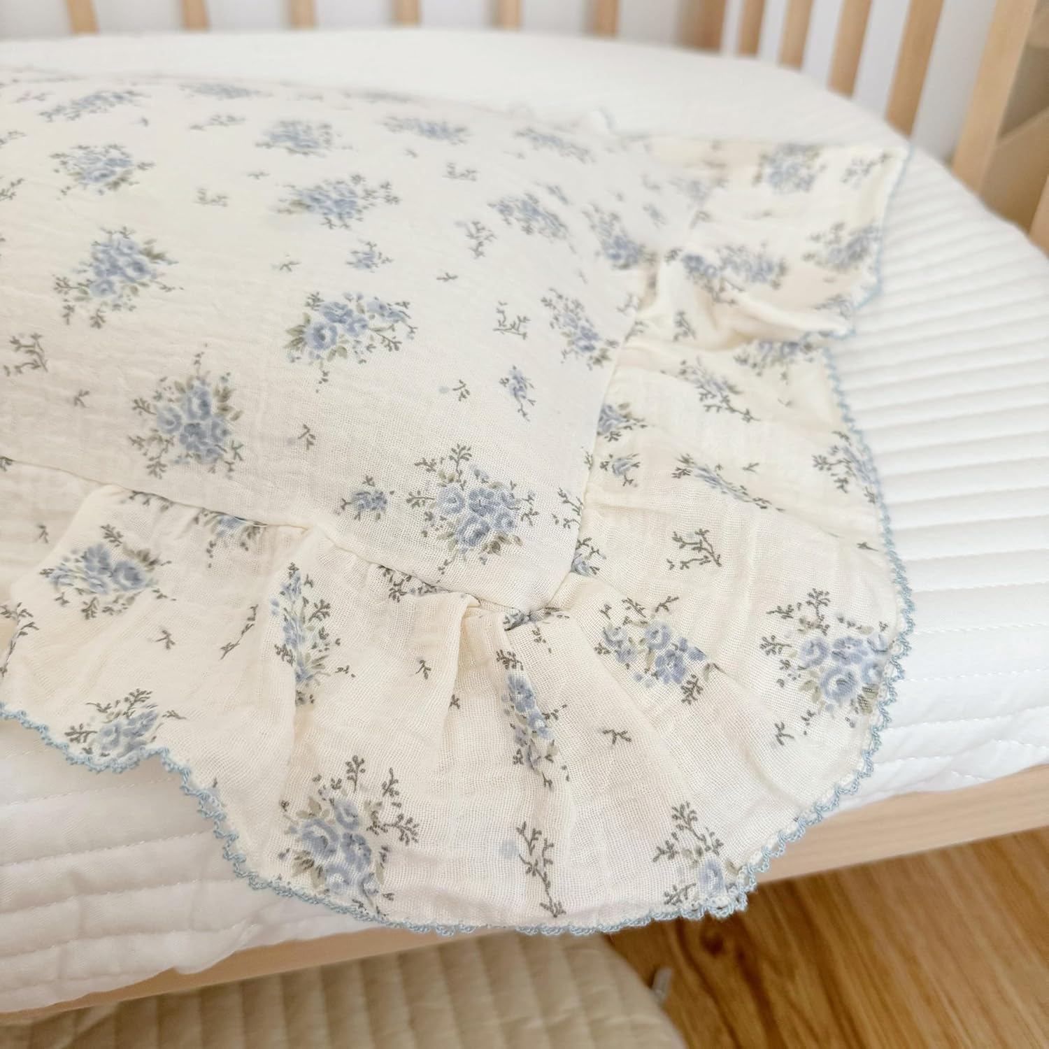 BuLuTu Muslin Quilt Blanket and Pillowcase for Twin Bed, Fressia Print