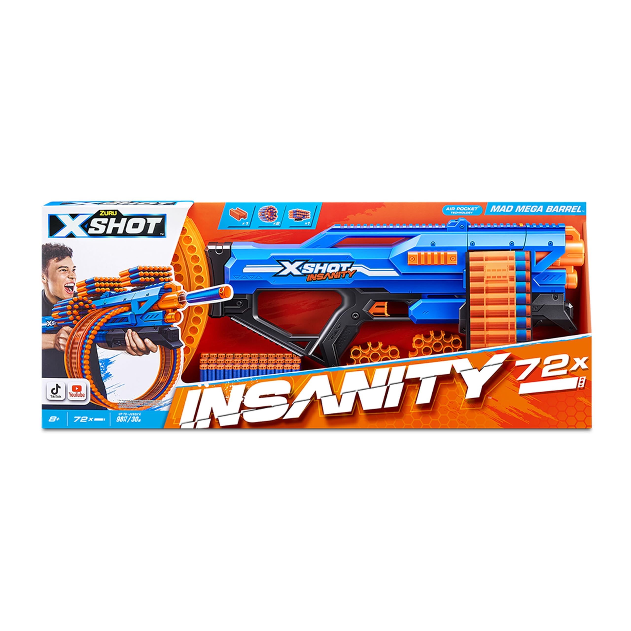 X-Shot Insanity Series 1 Mad Mega Barrel Blaster with 72 Darts