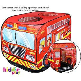 Kiddie Play Fire Truck Pop Up Play Tent for Kids Boys & Girls Indoor Outdoor Playhouse Toy