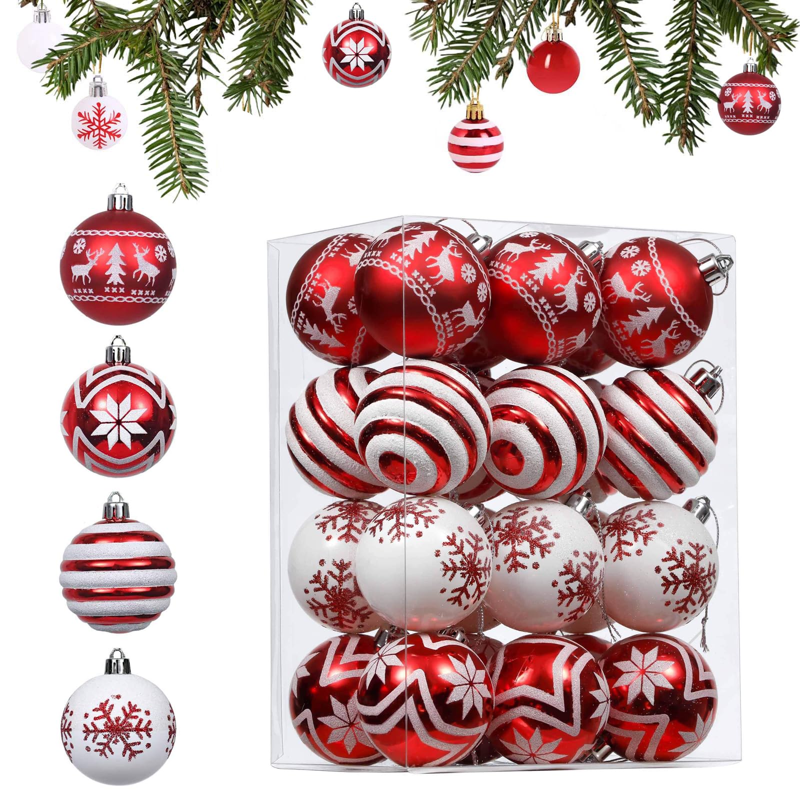 44 palline di Natale decorative per l'albero di Natale - Rosso e oro