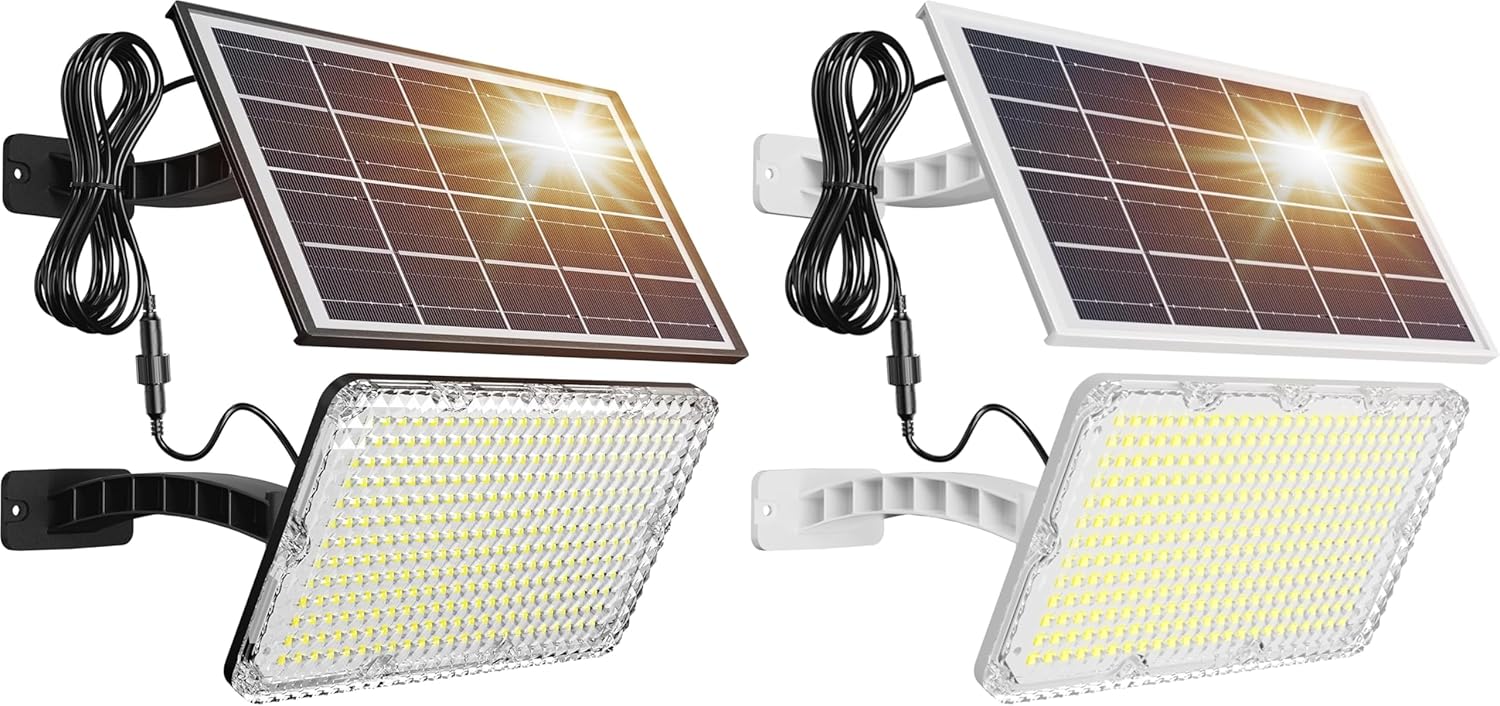 JACKYLED 1000 Lumens 299 LED Solar Lights Black and White