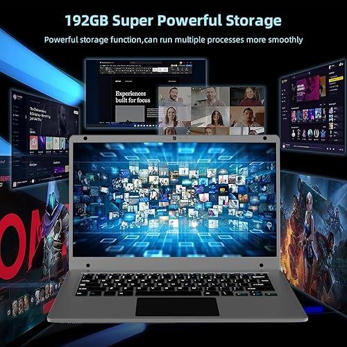 Miniatura 4 de Exilapsire Computadora portátil de 14.1 pulgadas, Intel Celeron Quad-Core, 4 GB de RAM y SSD de 192 GB, computadoras portátiles Windows 11 con IPS