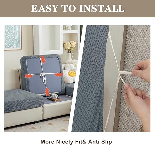 Miniatura 10 de Jin Le Fundas de cojín elásticas individuales para sofá, juego de fundas de cojín de asiento de tela jacquard, lavables, suaves, flexibles, con