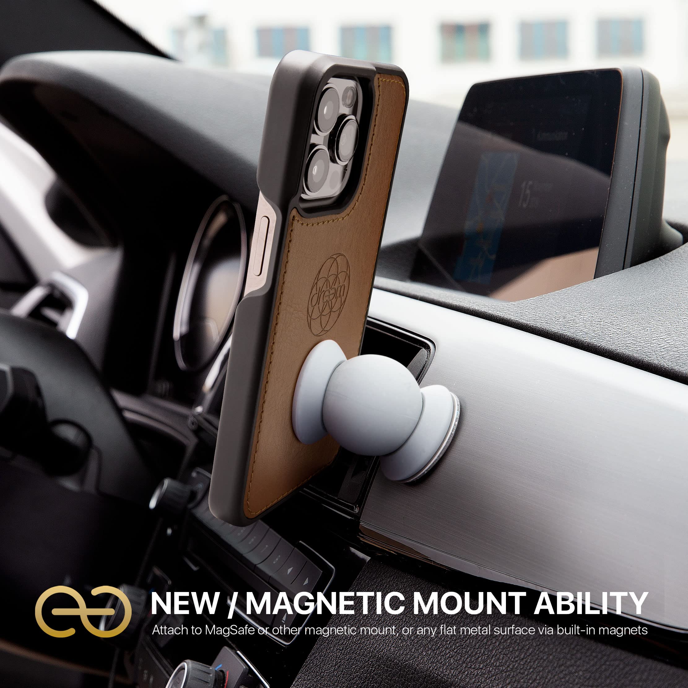 Dreem Etui z portfelem do iPhone'a 16 Pro Max, rewolucyjny stojak na telefon, wegańska skóra, magSafe-Fit, magnetyczne odpinane etui z klapką, uchwyt na kartę blokującą RFID, pudełko prezentowe