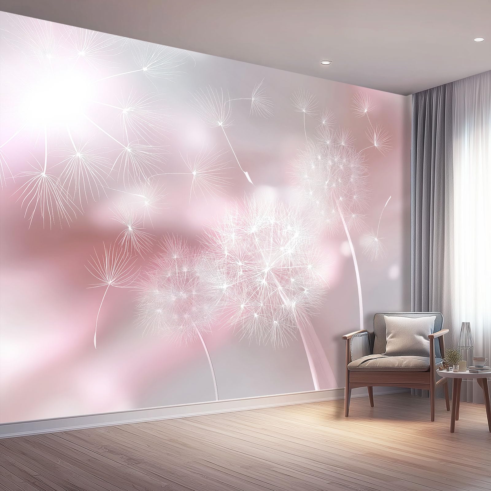 Fototapeta, rośliny i kwiaty, fantazja, 79in x 55in / 200 x 140 cm (szer. x wys.), włóknina, wysokiej jakości, nowoczesny, marzycielski, ombre, mniszek lekarski, dekoracja domu, DIY, plakat, obraz