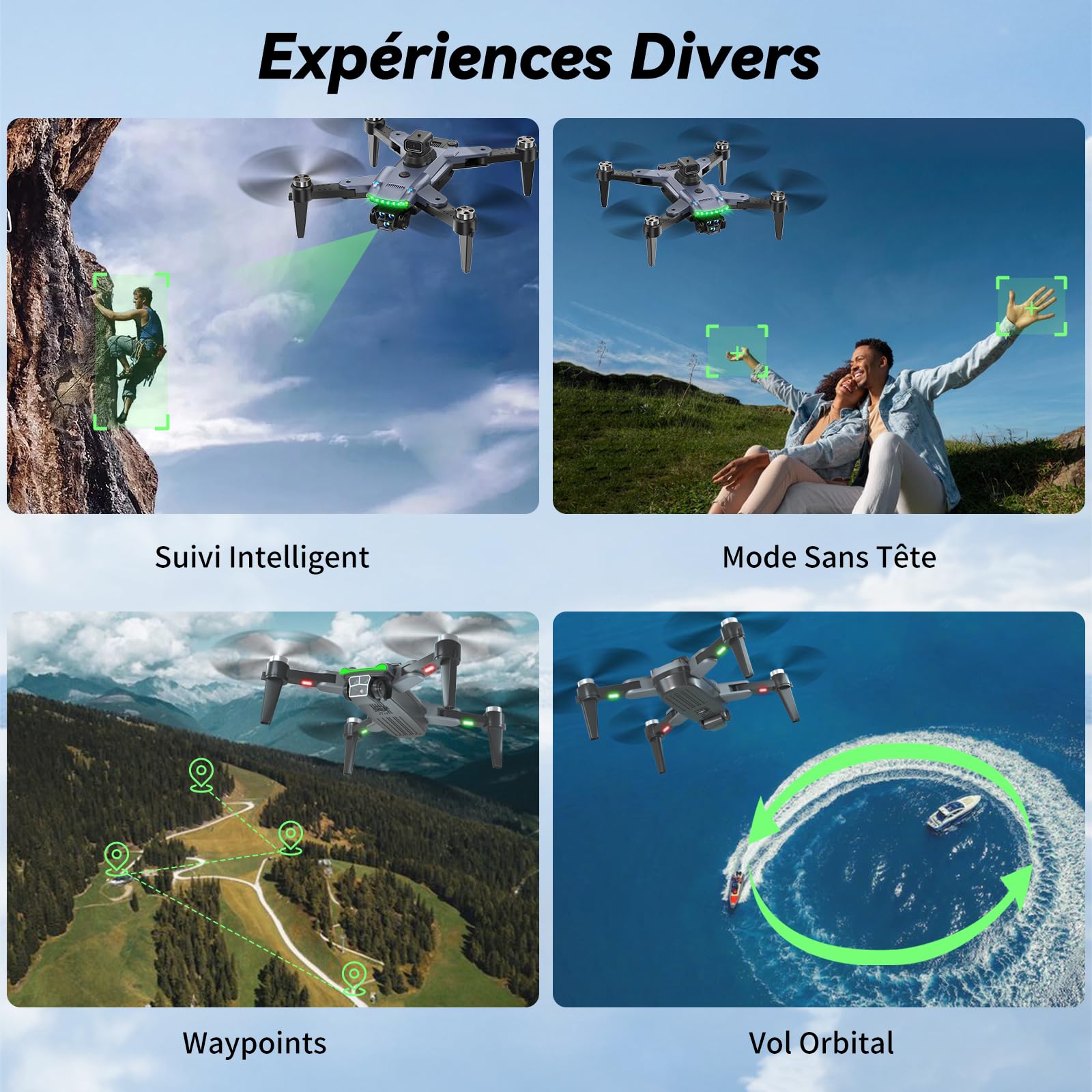 S166 Drone avec Caméra 4K, GPS Drone pour Adultes, Moteur sans Balais & Vol Stable, Retour Auto, Suivez-moi, Léger <249g, 3 Batteries(Moyen)