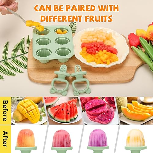 Miniatura 5 de Moldes de silicona para paletas – Máquina de paletas sin BPA con palitos, moldes reutilizables para congelador para helados caseros y golosinas