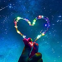 Vista 7 de Guirnalda de luces multicolor de Navidad parpadeantes, funciona con pilas, 3 modos, 20 LED, 12 paquetes de luces de luciérnaga estrellada de alambre