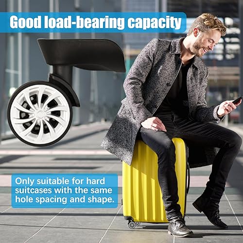 Vista 8 de 1 par de ruedas para maleta, ruedas de repuesto para equipaje con giro de 360, ruedas universales de repuesto para maleta, portaequipaje con 4
