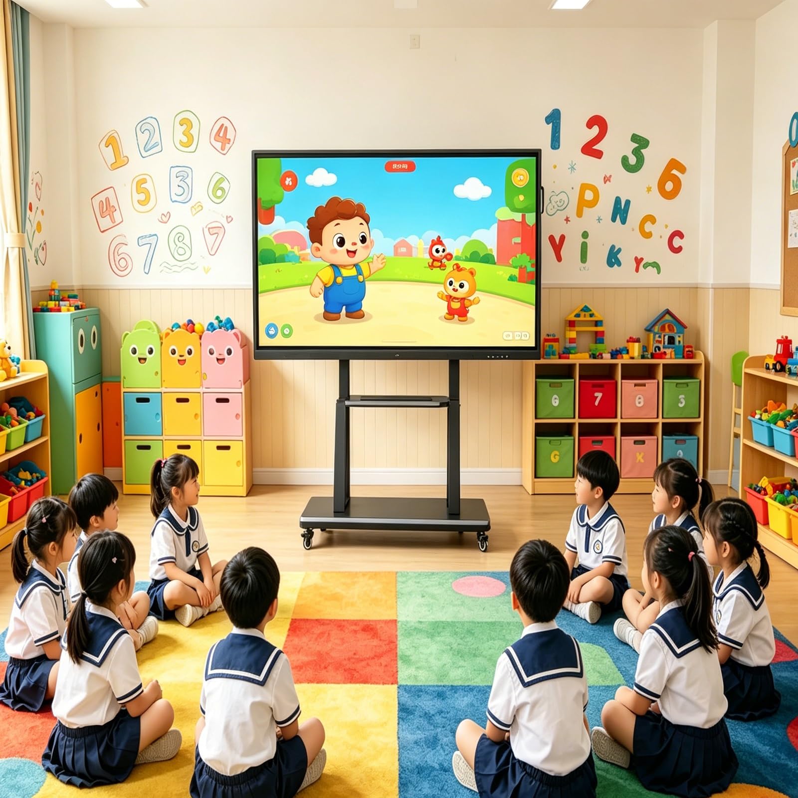 Interaktives Touchpanel für Unterricht im Klassenzimmer Großer 4K-Ultra-HD-Bildschirm Dual-System-Design blendfestes gehärtetes Glase fur Klassenzimmer & Buiro(1265 * 764mm/49.8 * 30.07in)