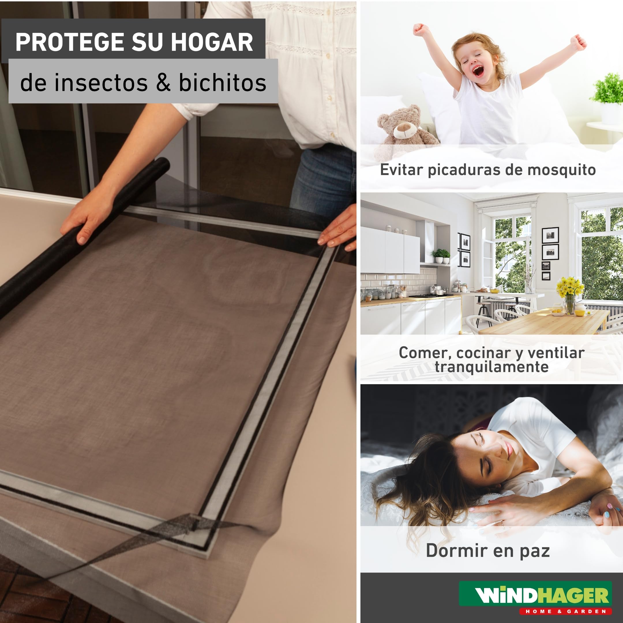 Windhager Protección contra Insectos, mosquitera, Tejido de protección contra Insectos de Fibra de Vidrio, Antracita, 120 x 600 cm, 03464