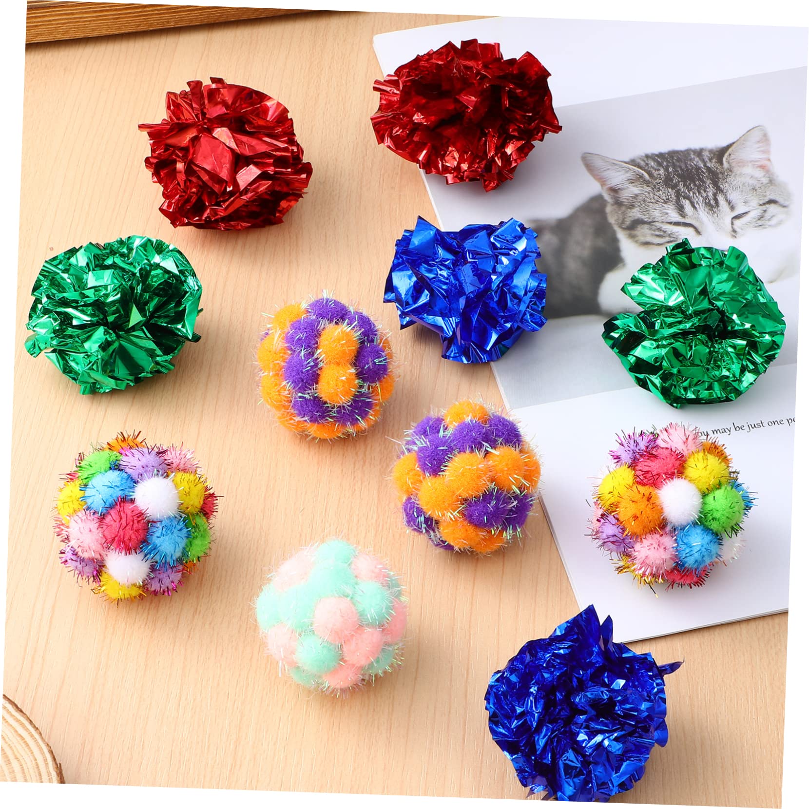 Kisangel 125piezas Gatos Bolas De Peluche con Sonido y Crinkle Interactivos Gatitos y Gatos Diversión y Ejercicio Casa