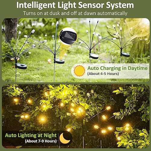 Miniatura 4 de HAARAY Luces de jardín alimentadas por energía solar, luces solares de jardín de luciérnaga al aire libre impermeables con 8 bombillas LED más