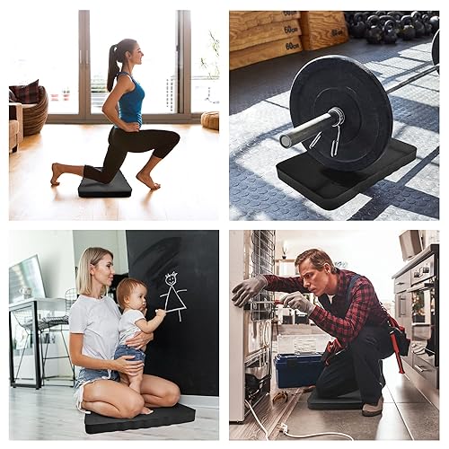 Miniatura 3 de HOOPLE Rodillera extra gruesa, cojín de espuma suave, rodilleras de jardinería impermeables, rodilleras ligeras para baño, suministros de Negro 0.7