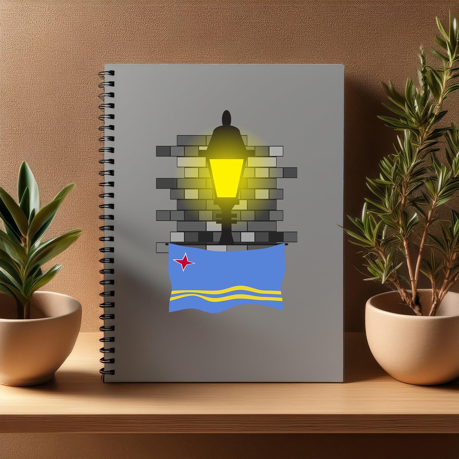 Aruba Street Lamp Bricks carnet A5 ligné au fini soigné pour écriture