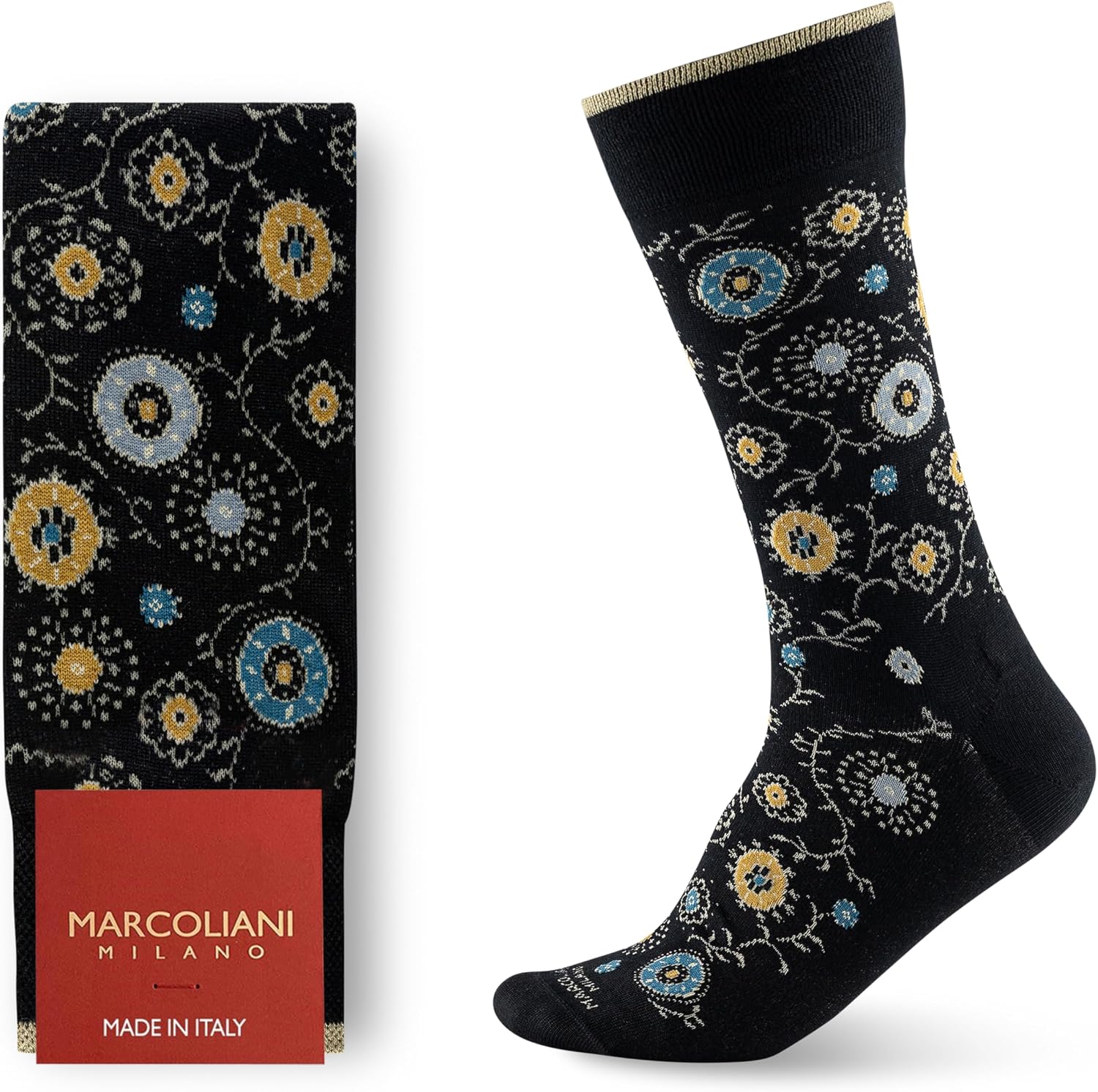 Marcoliani Milano Made in Italy - Mens Dress Socks | Ultra soft and warm Patna Decor Style