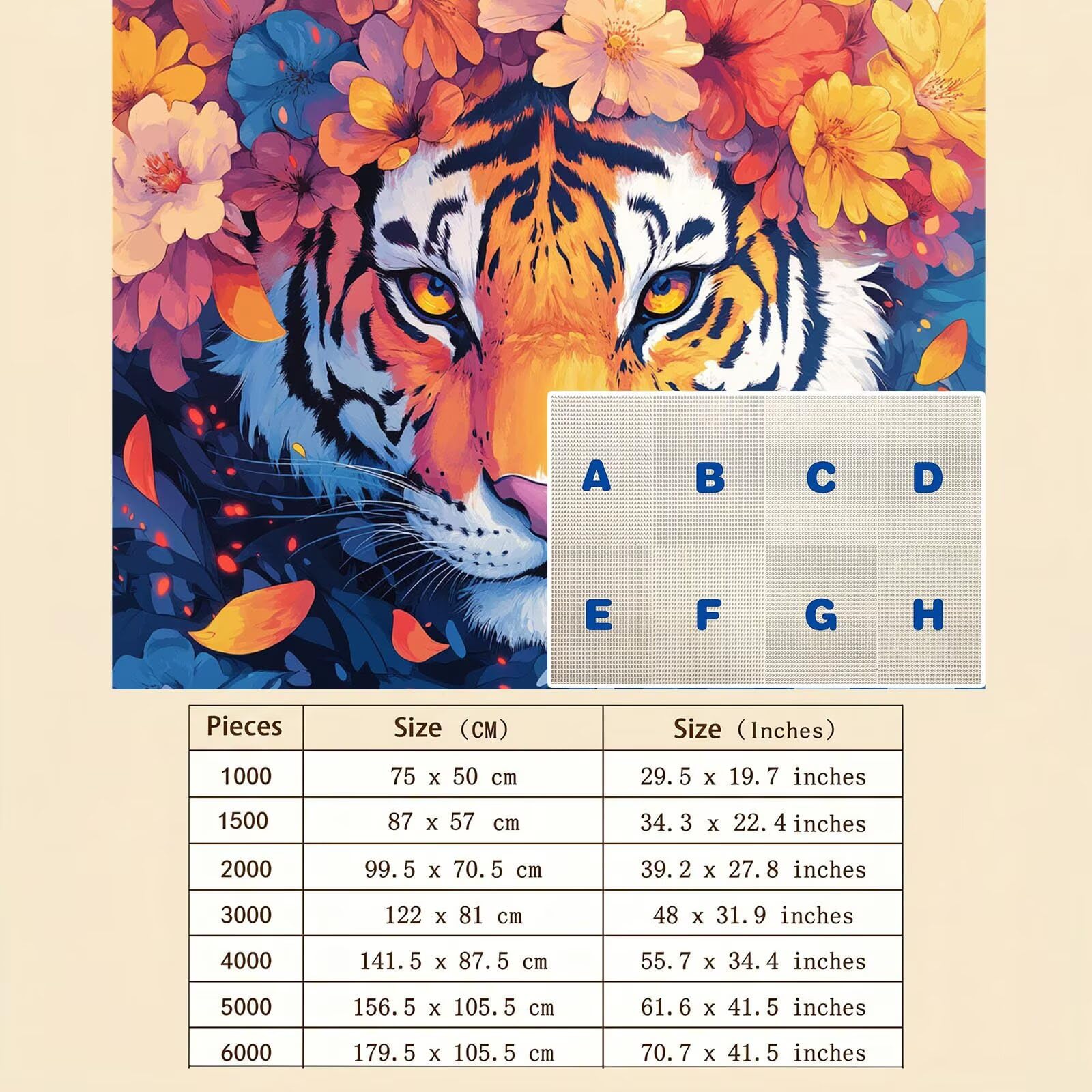 Lindo Tigre-2 Puzzle de 1500 Piezas, Juego de Mesa Familiar de Madera - Rompecabezas Adultos para Toda La Familia, Rompecabezas Educativo DIY y Antiestrés - con Mapa de Referencia, 87 x 57 cm f0-566